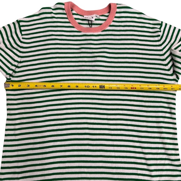 The Upside Tropez Lyla Knit Tee Green White Medium Stripes Organic Cotton NWT - Picture 5 of 8